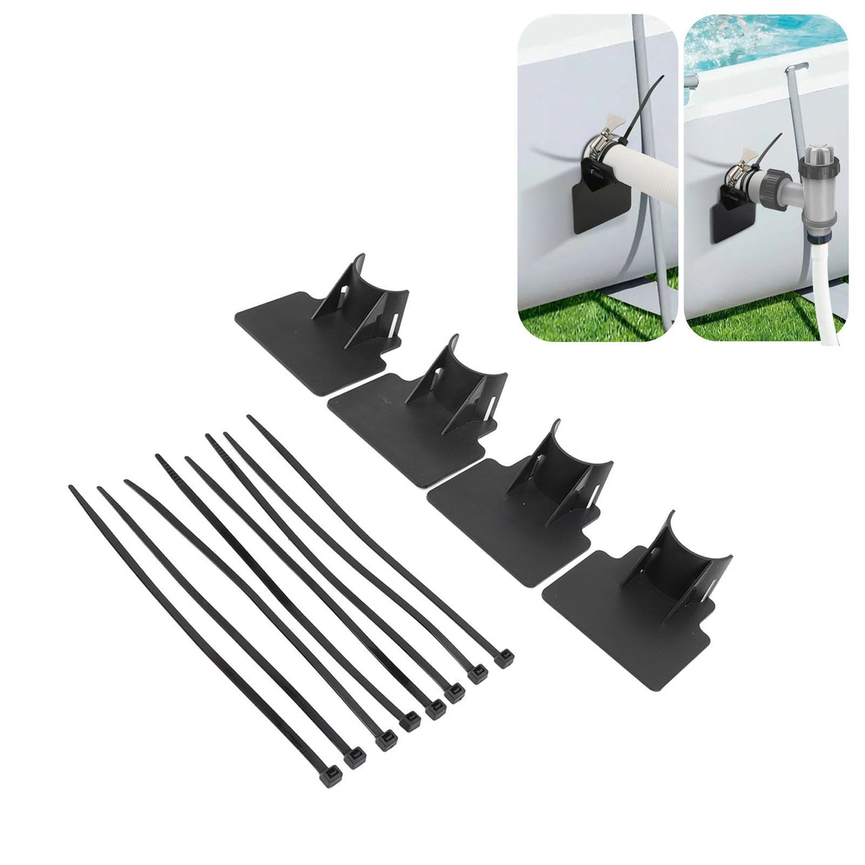 Swimming Pool Pipe Holders Adjustable Design Sturdy ABS Easy Installation Swimming Pool Hose Support Brackets Black