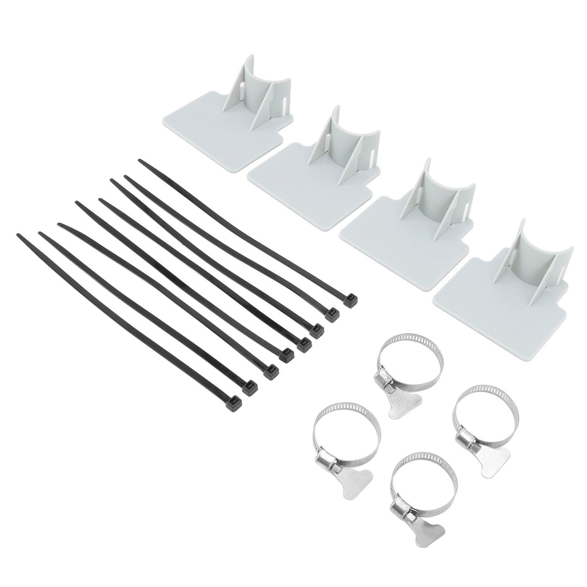 4 Sets Swimming Pool Pipe Holder Prevent Pipe Slip Cable Ties Stainless Steel Hose Clamp Swimming Pool Hose Holder Gray