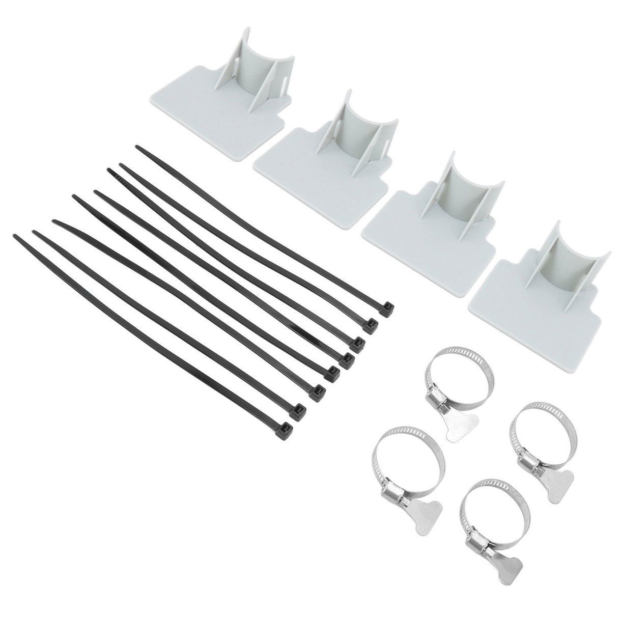 4 Sets Swimming Pool Pipe Holder Prevent Pipe Slip Cable Ties Stainless Steel Hose Clamp Swimming Pool Hose Holder Gray