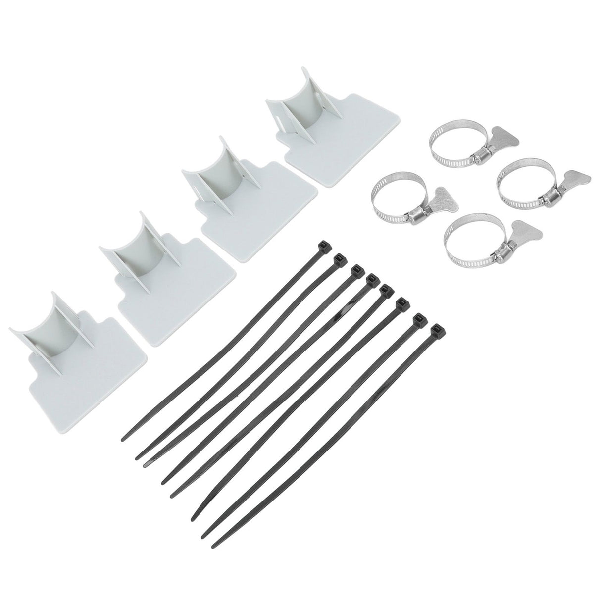4 Sets Swimming Pool Pipe Holder Prevent Pipe Slip Cable Ties Stainless Steel Hose Clamp Swimming Pool Hose Holder Gray