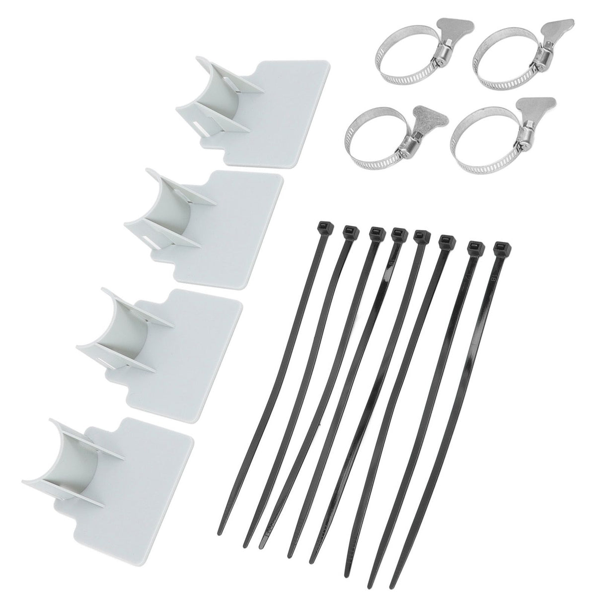4 Sets Swimming Pool Pipe Holder Prevent Pipe Slip Cable Ties Stainless Steel Hose Clamp Swimming Pool Hose Holder Gray