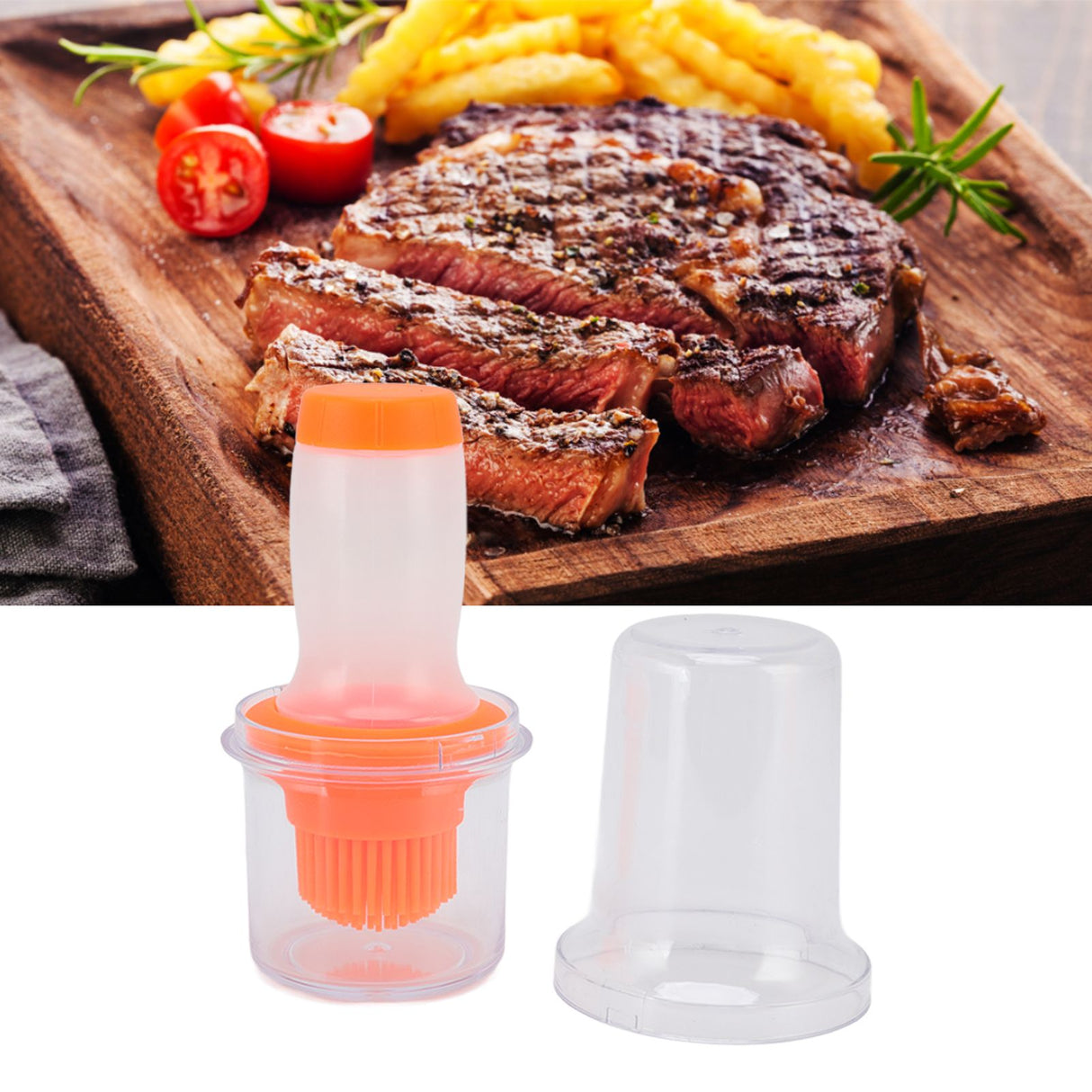 Oil Dispenser Bottle 60ml Food Grade Silicone Squeeze Type Brush Evenly Heat Insulation Cooking Oil Dispenser Orange