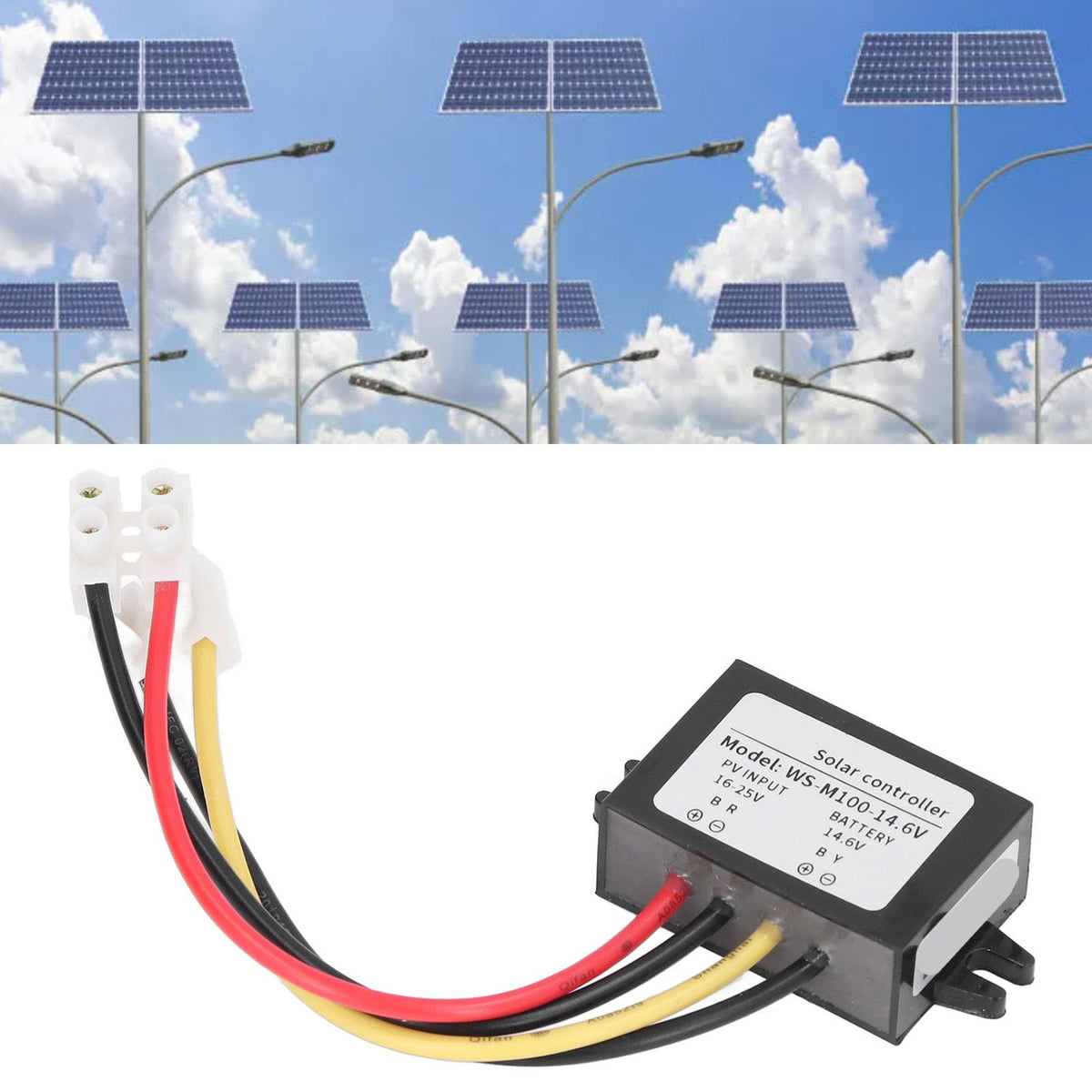 MPPT Solar Controller Protective Control Panel Switch Battery Charging Supplies 100W WS‑M100‑14.6V