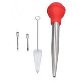 Turkey Injector Stainless Steel Thickened Silicone Design Cooking Seasoning Pump with Cleaning Sweep Red