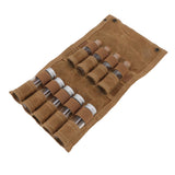 Spice Bottle Bag Wet Wax Canvas Portable Seasoning Storage Bag with 9 Glass Seasoning Bottle for Outdoor Camping Khaki - Front View