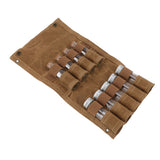Spice Bottle Bag Wet Wax Canvas Portable Seasoning Storage Bag with 9 Glass Seasoning Bottle for Outdoor Camping Khaki - Side View