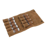 Spice Bottle Bag Wet Wax Canvas Portable Seasoning Storage Bag with 9 Glass Seasoning Bottle for Outdoor Camping Khaki - Top-Down View