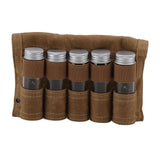 Spice Bottle Bag Wet Wax Canvas Portable Seasoning Storage Bag with 9 Glass Seasoning Bottle for Outdoor Camping Khaki - Rear View