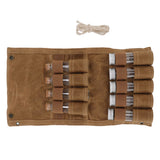 Spice Bottle Bag Wet Wax Canvas Portable Seasoning Storage Bag with 9 Glass Seasoning Bottle for Outdoor Camping Khaki