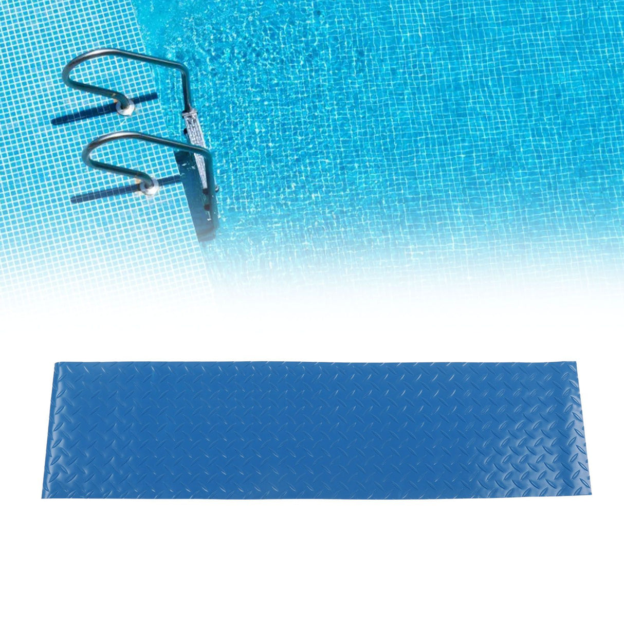 Swimming Pool Protective Ladder Mat Non Slip Replacement Ladder Rubber Pad Blue for Pools Herringbone