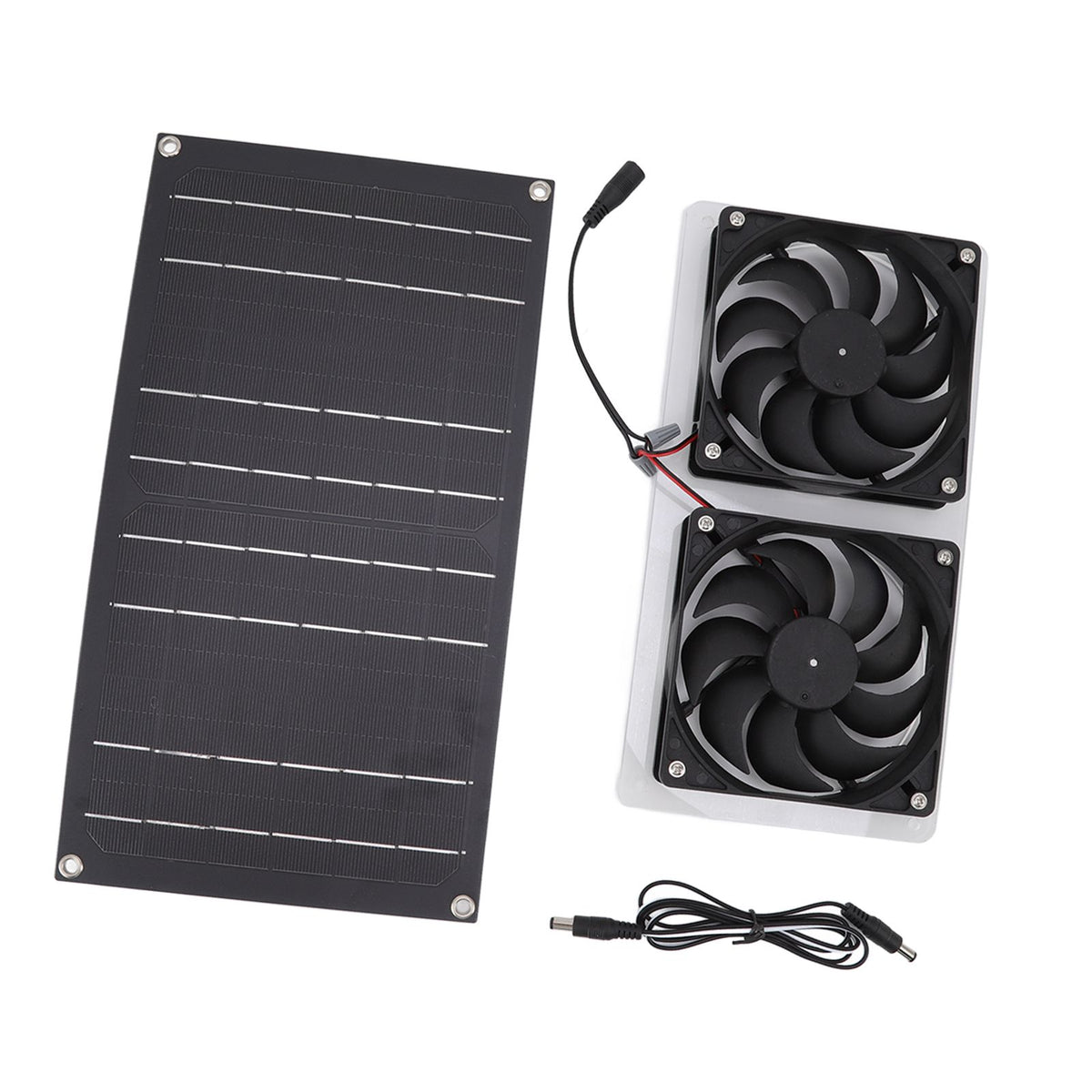 Solar Panel Fan Kit 100W Dual Fans IP67 Waterproof Low Noise Wide Application Solar Powered Fan For Pet House Hut