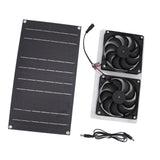 Solar Panel Fan Kit 100W Dual Fans IP67 Waterproof Low Noise Wide Application Solar Powered Fan For Pet House Hut - Front View
