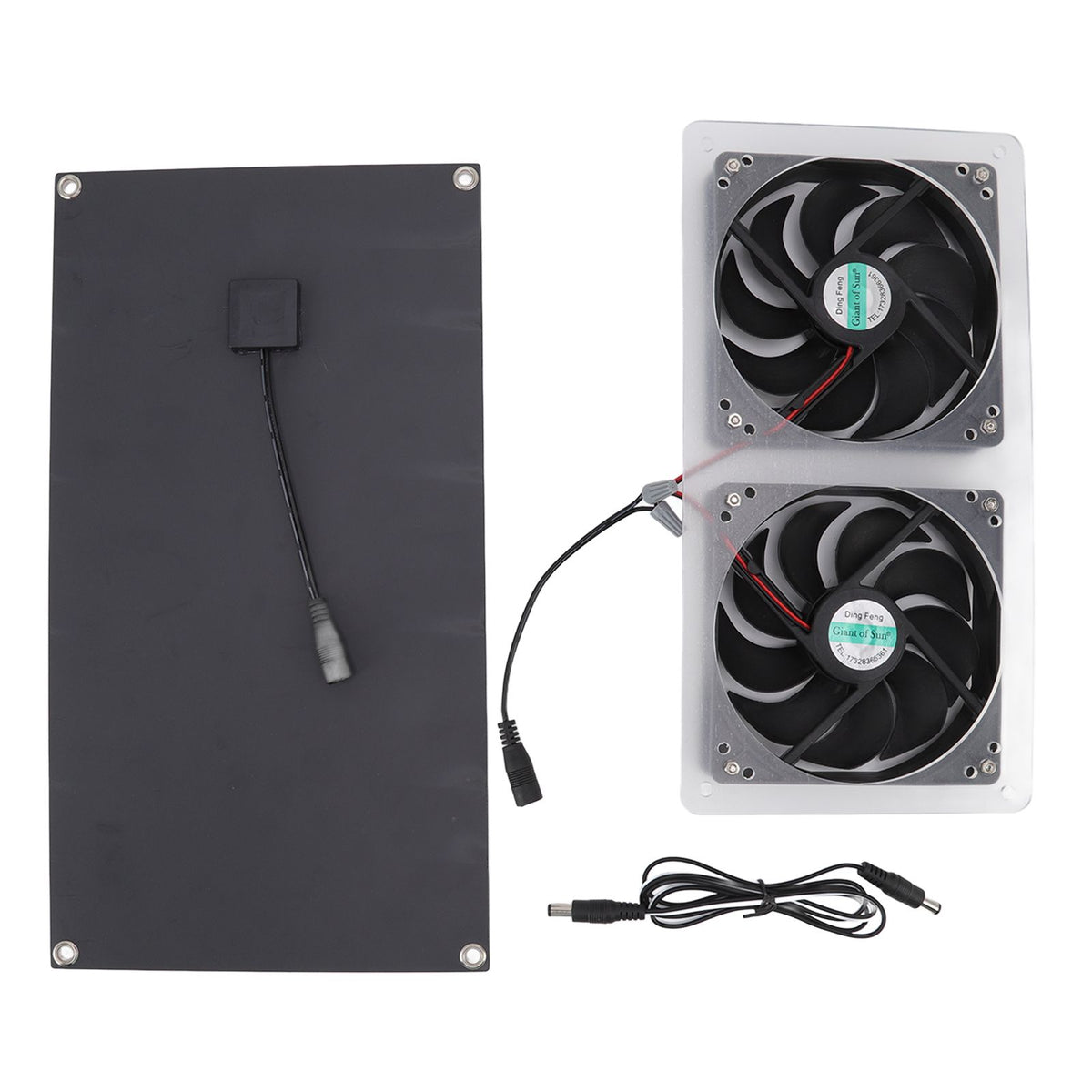 Solar Panel Fan Kit 100W Dual Fans IP67 Waterproof Low Noise Wide Application Solar Powered Fan For Pet House Hut