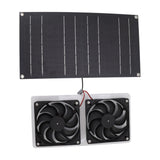 Solar Panel Fan Kit 100W Dual Fans IP67 Waterproof Low Noise Wide Application Solar Powered Fan For Pet House Hut - Low Angle