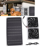 Solar Panel Fan Kit 100W Dual Fans IP67 Waterproof Low Noise Wide Application Solar Powered Fan For Pet House Hut