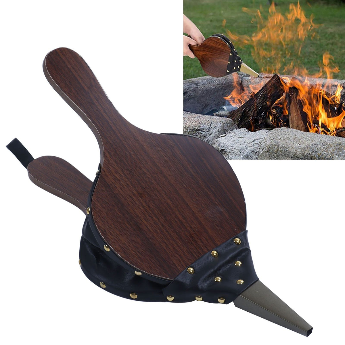 Fireplace Bellow Manual Wooden Fireplace Blower Fire Pit Tools Housewarming Gift for Outdoor Barbecue Cookout