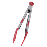 Food Tong Thickened 304 Stainless Steel Anti Slip Corrosion Resistant Barbecue Tongs for Restaurant Kitchen Baking Red