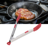 Food Tong Thickened 304 Stainless Steel Anti Slip Corrosion Resistant Barbecue Tongs for Restaurant Kitchen Baking Red