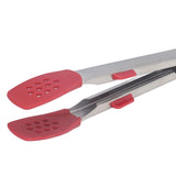 Food Tong Thickened 304 Stainless Steel Anti Slip Corrosion Resistant Barbecue Tongs for Restaurant Kitchen Baking Red - Extra Image