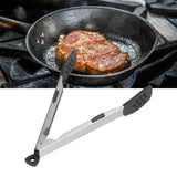 Food Tong Thickened 304 Stainless Steel Anti Slip Corrosion Resistant Barbecue Tongs for Restaurant Kitchen Baking Black