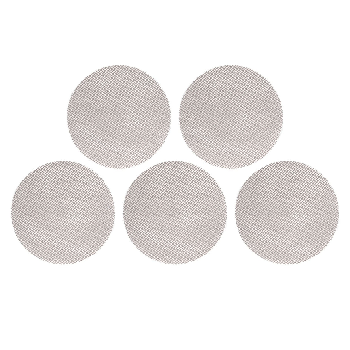 5Pcs High Temperature Resistant Barbecue Round Mat Reusable Non Stick BBQ Grill Grid Slice Pizza Mat 36cm Diameter Brown