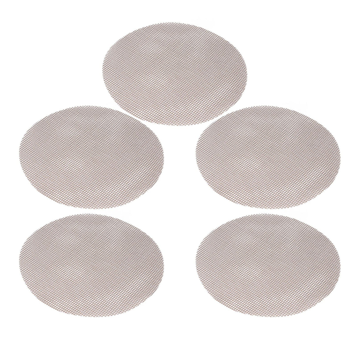 5Pcs High Temperature Resistant Barbecue Round Mat Reusable Non Stick BBQ Grill Grid Slice Pizza Mat 36cm Diameter Brown