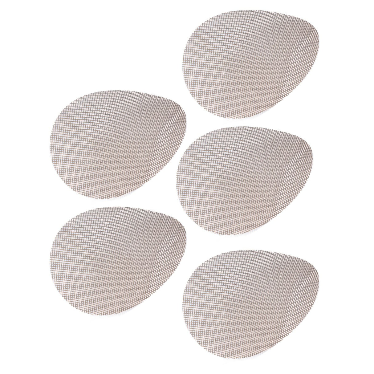 5Pcs High Temperature Resistant Barbecue Round Mat Reusable Non Stick BBQ Grill Grid Slice Pizza Mat 36cm Diameter Brown
