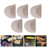 5Pcs High Temperature Resistant Barbecue Round Mat Reusable Non Stick BBQ Grill Grid Slice Pizza Mat 36cm Diameter Brown