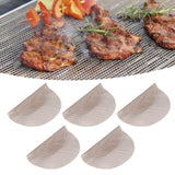 5Pcs High Temperature Resistant Barbecue Round Mat Reusable Non Stick BBQ Grill Grid Slice Pizza Mat 36cm Diameter Brown