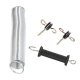 Electric Fence Gate Kit PP Iron 5 Meters Animal Spring Door Accessory with Handle Insulated Nail for Livestock - Rear View