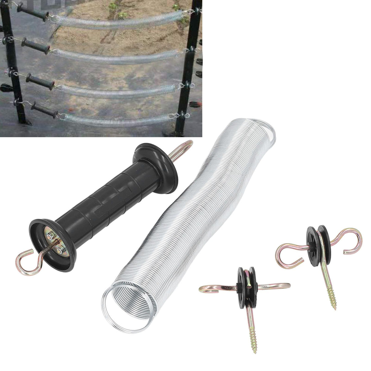 Electric Fence Gate Kit PP Iron 5 Meters Animal Spring Door Accessory with Handle Insulated Nail for Livestock
