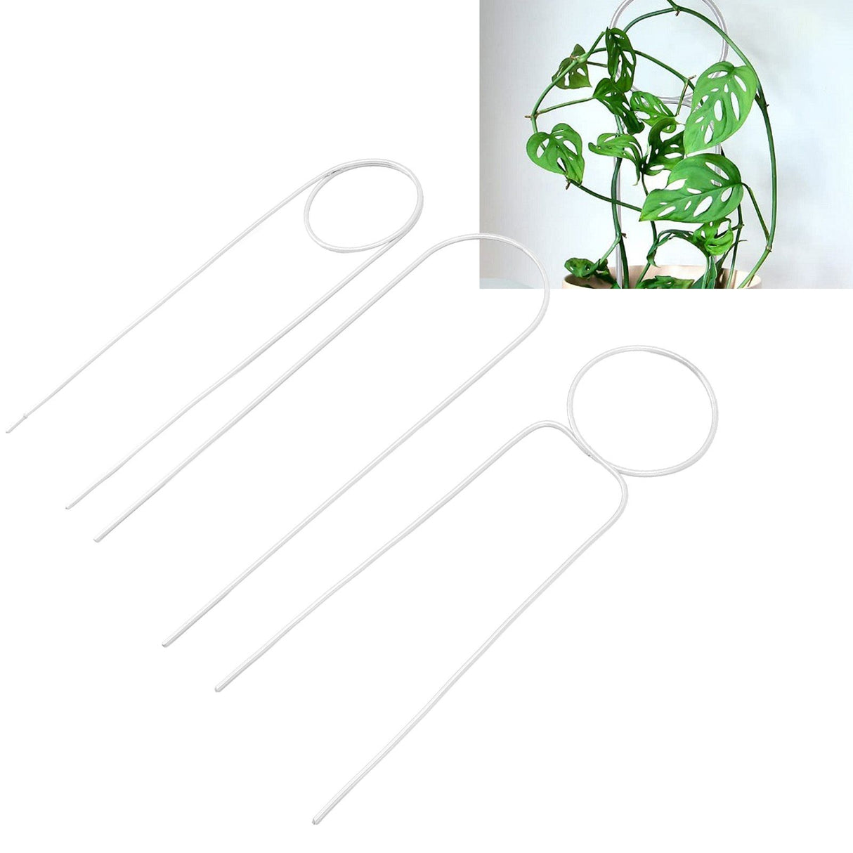 3 Pcs Plant Trellis 40cm Wrought Iron Metal Plant Climbing Trellis Indoor Green Plant Potted Flower Arrangement Bracket White