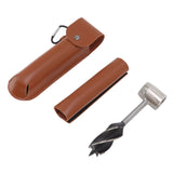 Manual Wood Auger Wrench Hand Survival Auger Wrench Multifunctional Woodworking Punch Tools Brown PU Leather Case