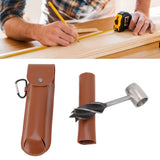 Manual Wood Auger Wrench Hand Survival Auger Wrench Multifunctional Woodworking Punch Tools Brown PU Leather Case - Extra Image