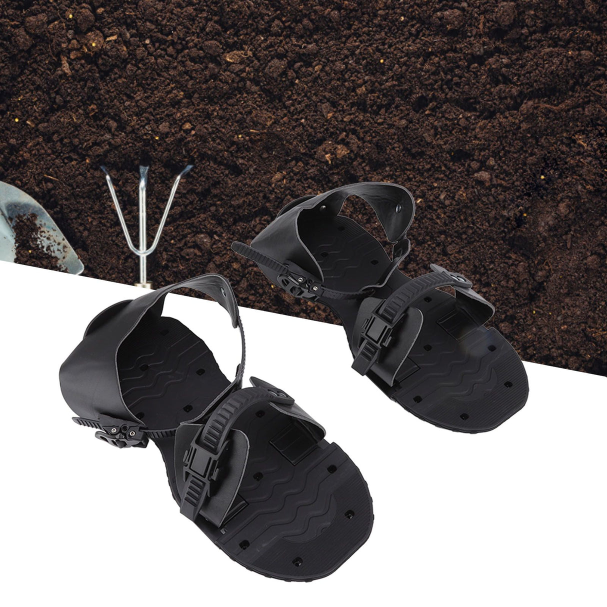 1 Pair Spike Sandals PU Lawn Aerator Shoes Grass Aerator Tool for Yard Garden Plants Health Black