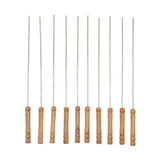 10pcs Barbecue Skewers Wooden Handle Stainless Steel BBQ Kabob Sticks for Outdoor Barbecue 11.8in