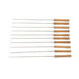 10pcs Barbecue Skewers Wooden Handle Stainless Steel BBQ Kabob Sticks for Outdoor Barbecue 11.8in