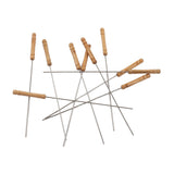 10pcs Barbecue Skewers Wooden Handle Stainless Steel BBQ Kabob Sticks for Outdoor Barbecue 11.8in - Extra Image