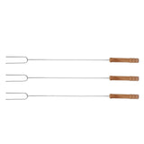 3Pcs Barbecue Forks Multifunctional Stainless Steel Roasting Stick with Beech Wood Handle for Outdoor BBQ Camping 47.2cm