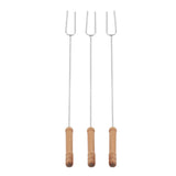 3Pcs Barbecue Forks Multifunctional Stainless Steel Roasting Stick with Beech Wood Handle for Outdoor BBQ Camping 47.2cm - Extra Image
