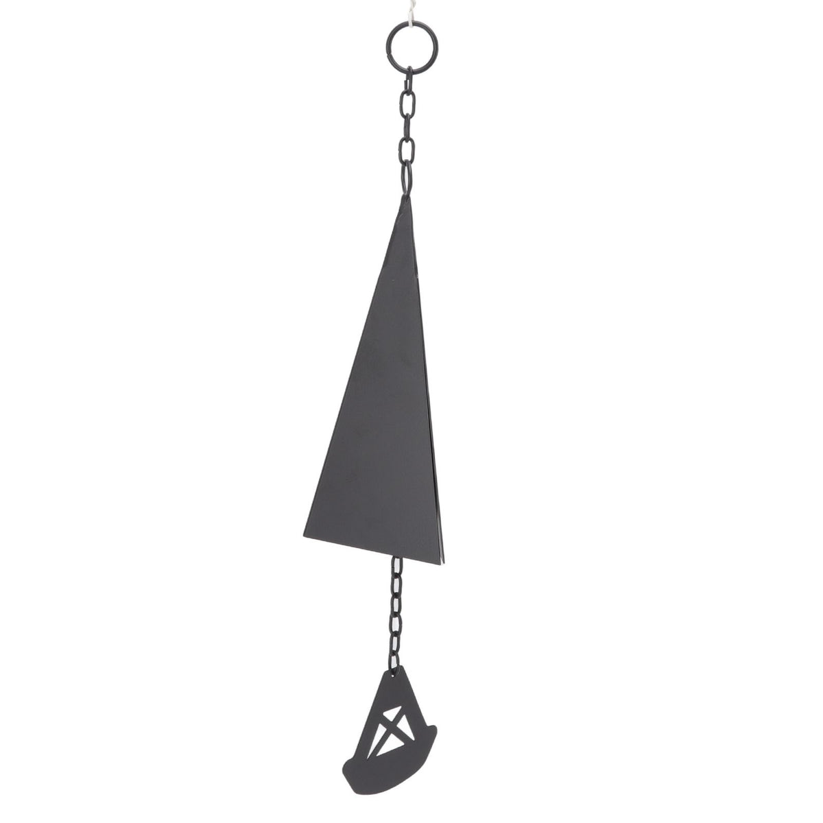 Triangular Wind Chimes Courtyard Bell Pendant Home Decoration Iron Black with Hanging Ring for Garden