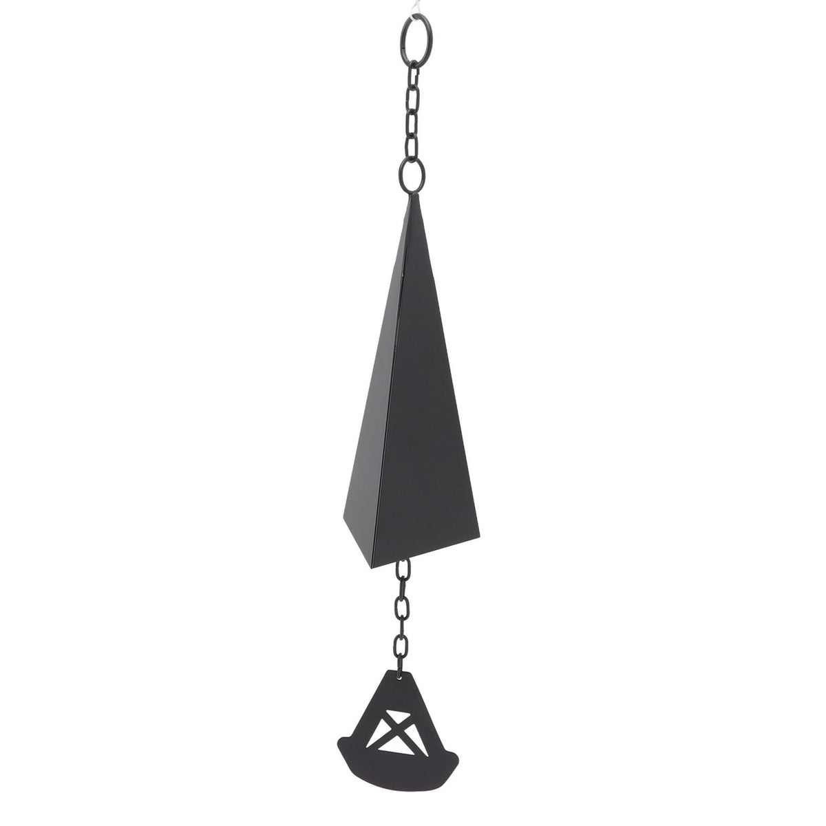 Triangular Wind Chimes Courtyard Bell Pendant Home Decoration Iron Black with Hanging Ring for Garden