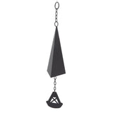 Triangular Wind Chimes Courtyard Bell Pendant Home Decoration Iron Black with Hanging Ring for Garden