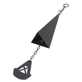 Triangular Wind Chimes Courtyard Bell Pendant Home Decoration Iron Black with Hanging Ring for Garden