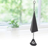 Triangular Wind Chimes Courtyard Bell Pendant Home Decoration Iron Black with Hanging Ring for Garden - Extra Image