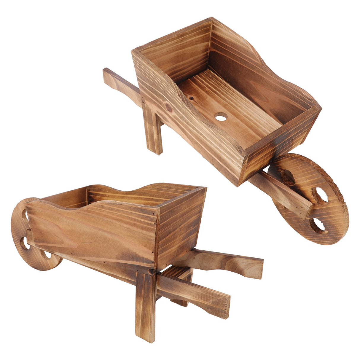 Flower Pot Wooden Cart Innovative Succulent Wheelbarrow Flower Pot for Courtyard Home Decoration