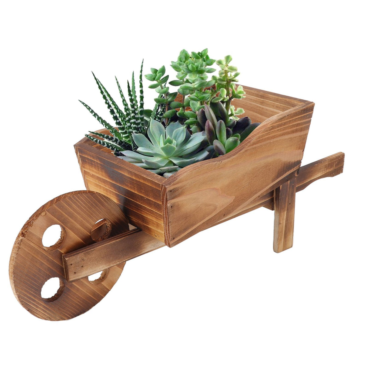 Flower Pot Wooden Cart Innovative Succulent Wheelbarrow Flower Pot for Courtyard Home Decoration