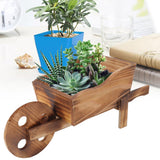 Flower Pot Wooden Cart Innovative Succulent Wheelbarrow Flower Pot for Courtyard Home Decoration
