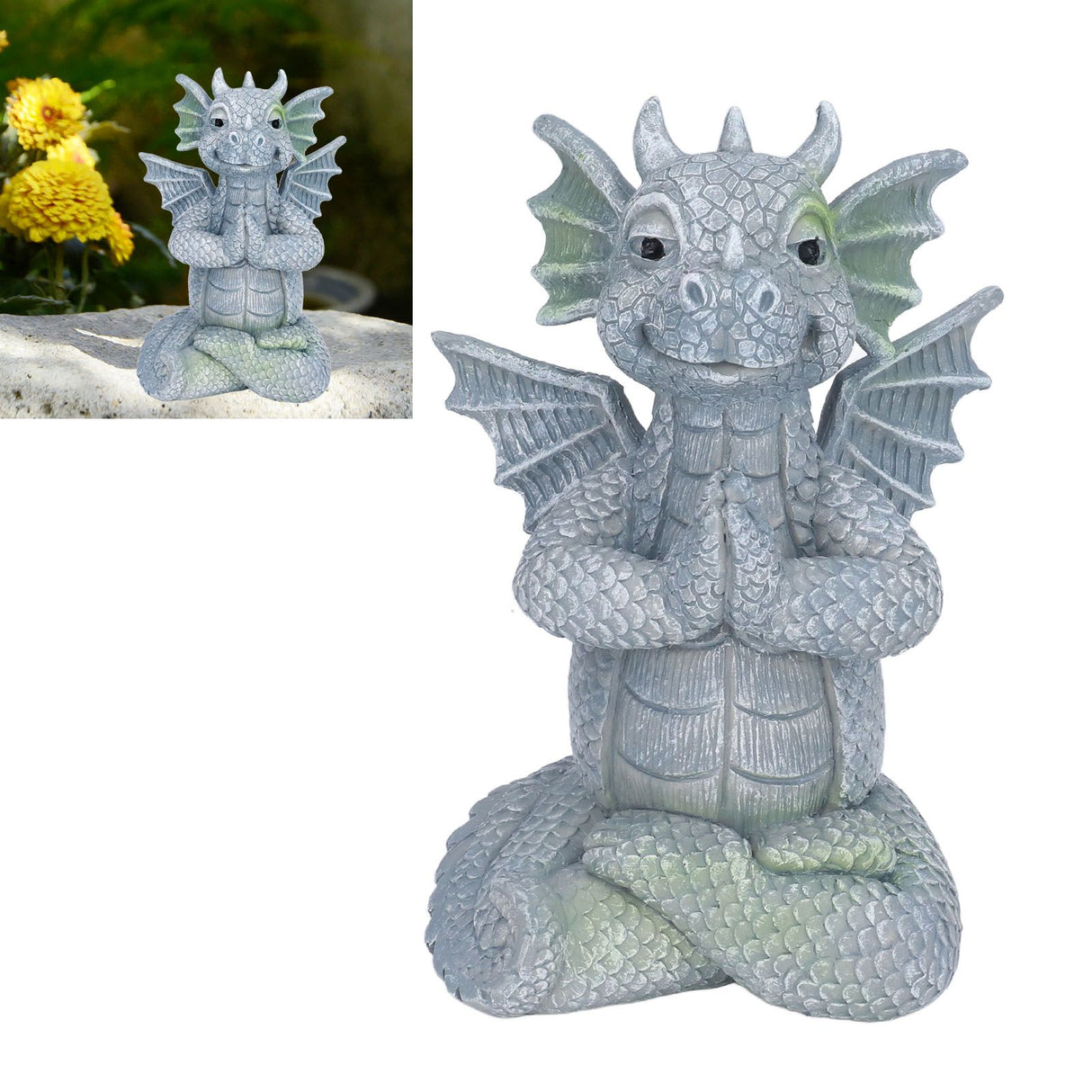 Small Dinosaur Sculpture Resin Meditated Statue Home Ornament for Garden Tree Courtyard Backyard