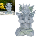 Small Dinosaur Sculpture Resin Meditated Statue Home Ornament for Garden Tree Courtyard Backyard